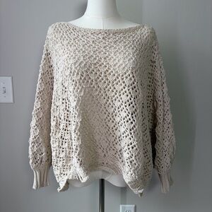 Jessica Simpson Loose Knit Crochet Dolman Sleeve Sweater